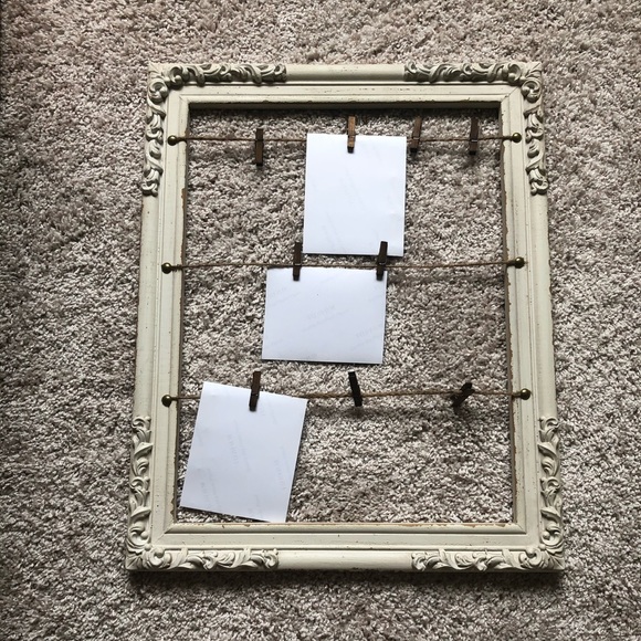 Other - Rustic Wood Frame Picture Holder w/ 9 Clips